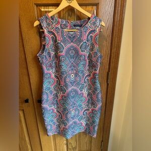 Tommy Hilfiger Paisley Scuba Sheath Dress Size 14 Pink Multi Business Work Wear